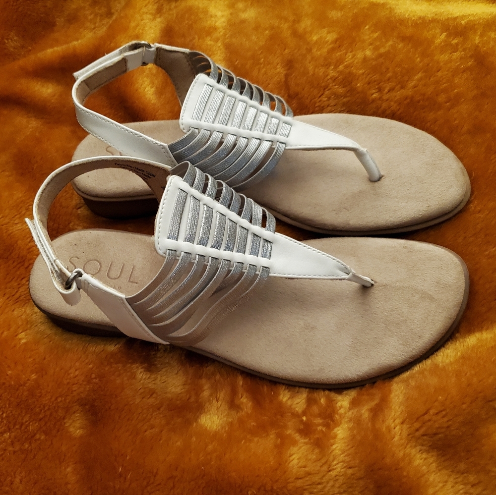 Natural Soul White Silver Sandals